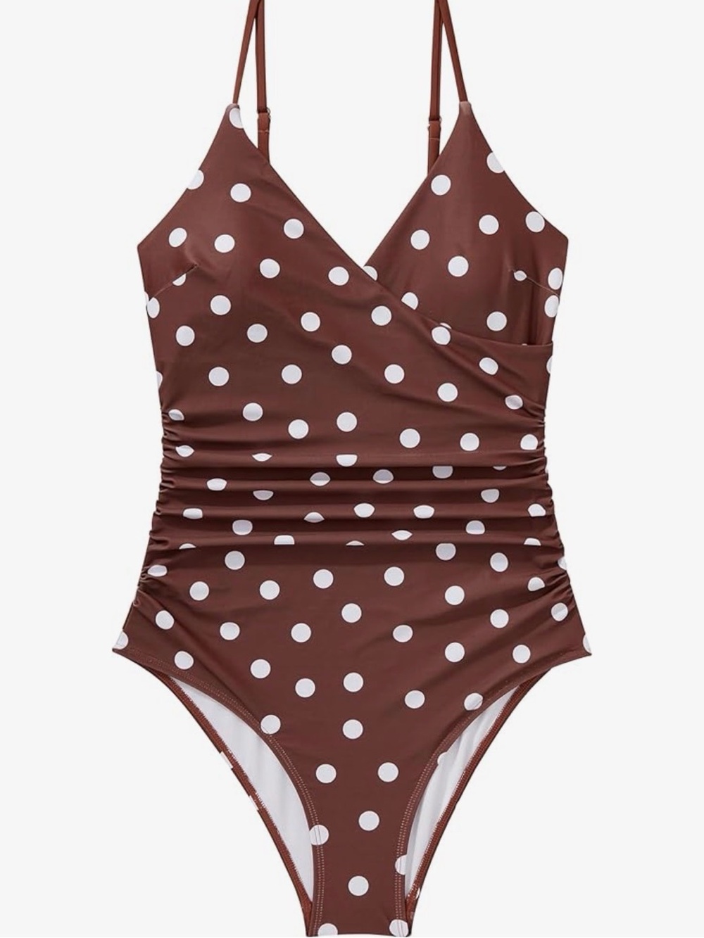 Amazon Women's Brown Polka Dot One-Piece Swimsuit New